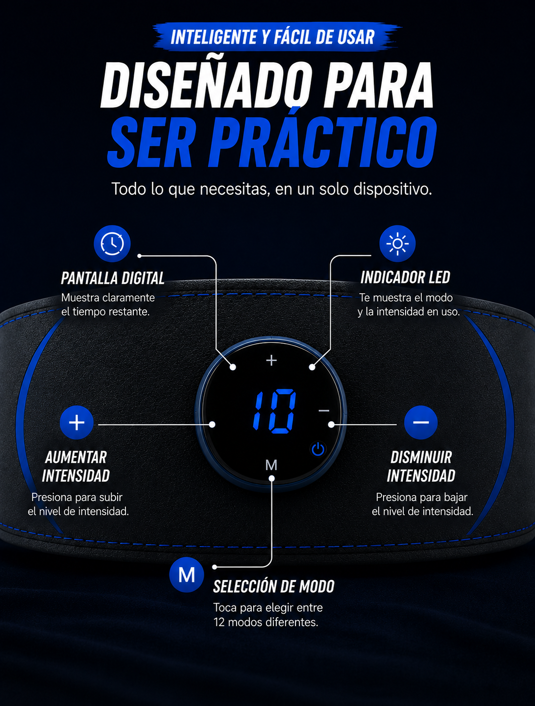 Cinturón Abdominal EMS – Estimulación y Tonificación Muscular