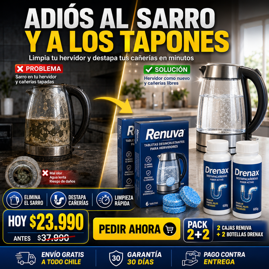 Pack 2x1 – 2 Renuva™ Antisarro + 2 Drenax™ Destapa Caños